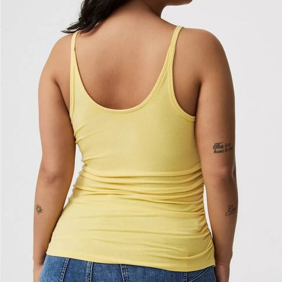 Torrid Tank Top 4X Cami Yellow Ribbed Ruched Sides Super Soft Plus Size Shirt - Picture 3 of 3